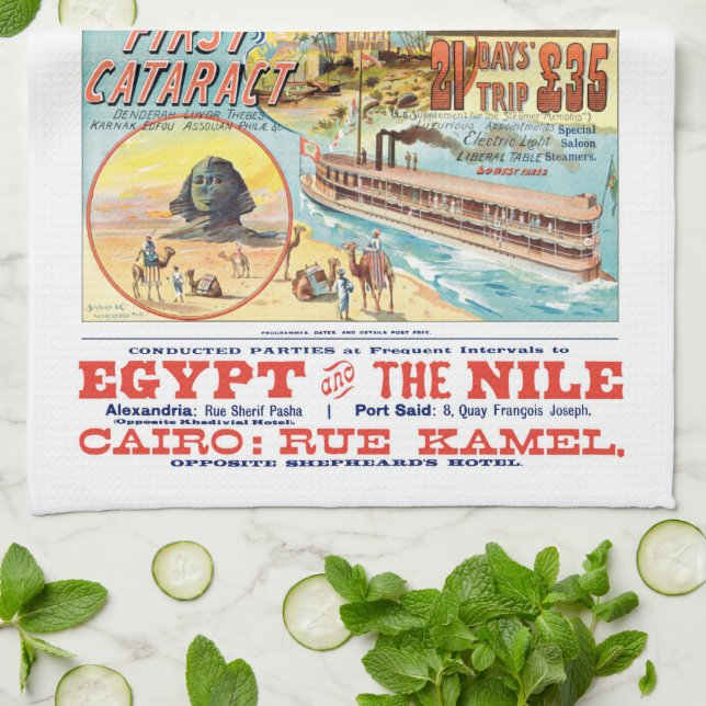 VINTAGE NILE STEAMBOAT KITCHEN TOWEL (Folded)