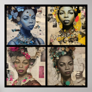 vintage nina collage deco 4/4 all in one poster