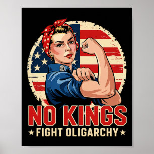 Vintage No Kings Fight Oligarchy America Flag Wome Poster