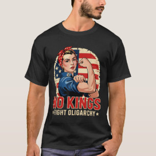 Vintage No Kings Fight Oligarchy America Flag Wome T-Shirt