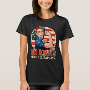 Vintage No Kings Fight Oligarchy America Flag Wome T-Shirt