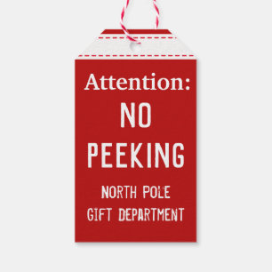 Vintage No Peeking North Pole Christmas Gift Tags