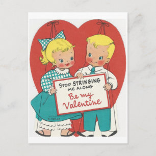 Vintage "No Strings" Couple Valentine Holiday Postcard