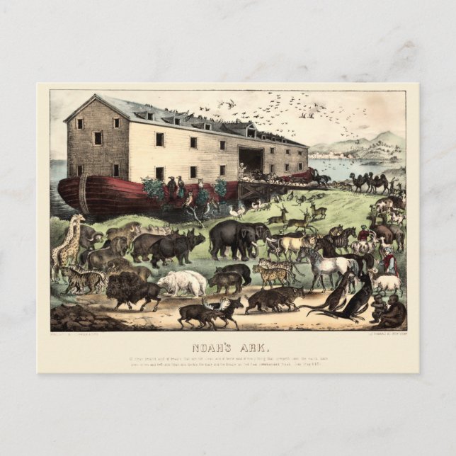 Vintage Noah's Ark by Currier & Ives  Poster Postcard (Front)