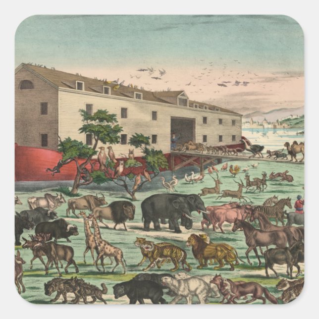 Vintage Noah's Ark Square Sticker (Front)