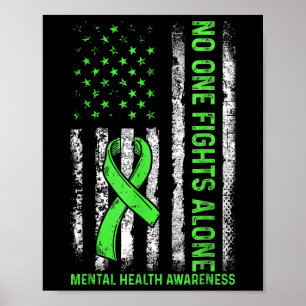 Vintage Nobody Fights Alone Mental Health Awarenes Poster