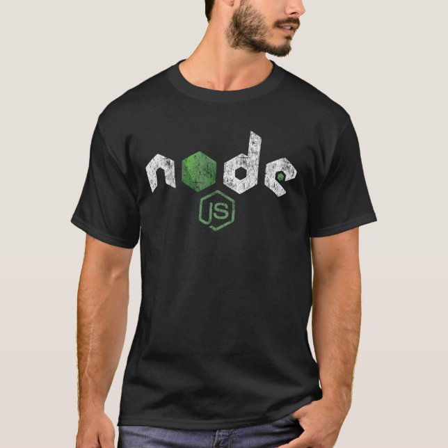 Vintage NodeJS  Node.js JavaScript Programmer T-Shirt (Front)