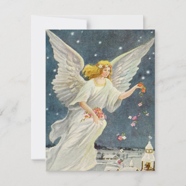 Vintage Noël Anges victoriens Invitation (Devant)