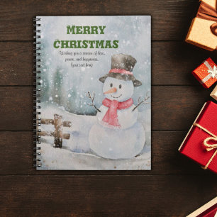 Vintage/Noël/Aquarelle Joli Carnet Snowman