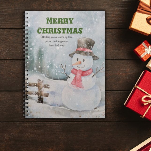 Vintage/Noël/Aquarelle Joli Carnet Snowman (Vintage/Christmas/Watercolor Cute Snowman Spiral Notebook)