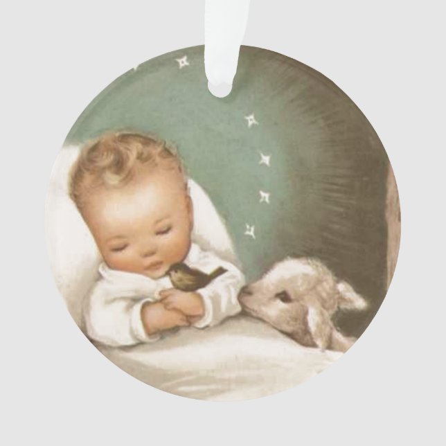 Vintage Noël Bébé Jésus avec agneau (devant)