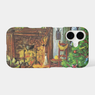 Vintage Noël, Cabine confortable en rondins avec c