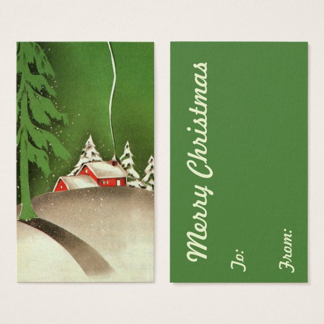 Vintage Noël, Maison en Forêt Neige d'hiver (Devant & derrière)