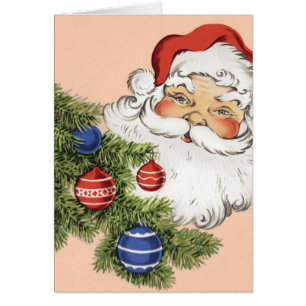 Vintage Noël Père Noël avec Arbre