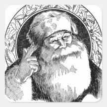 VINTAGE NOËL PÈRE NOËL CARRÉ STICKER