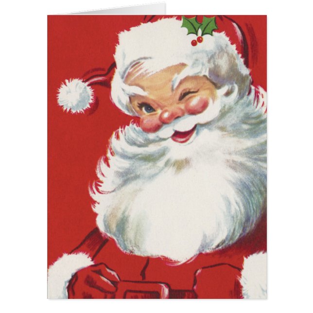 Vintage Noël Père Noël, Jolly et Winking (Devant)
