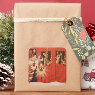 Vintage Noël Père Noël rennes Vacances autocollant