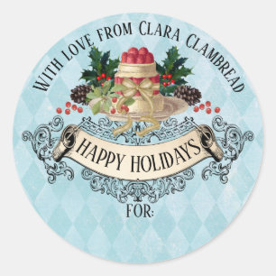 Vintage Noël pudding autocollant de Noël