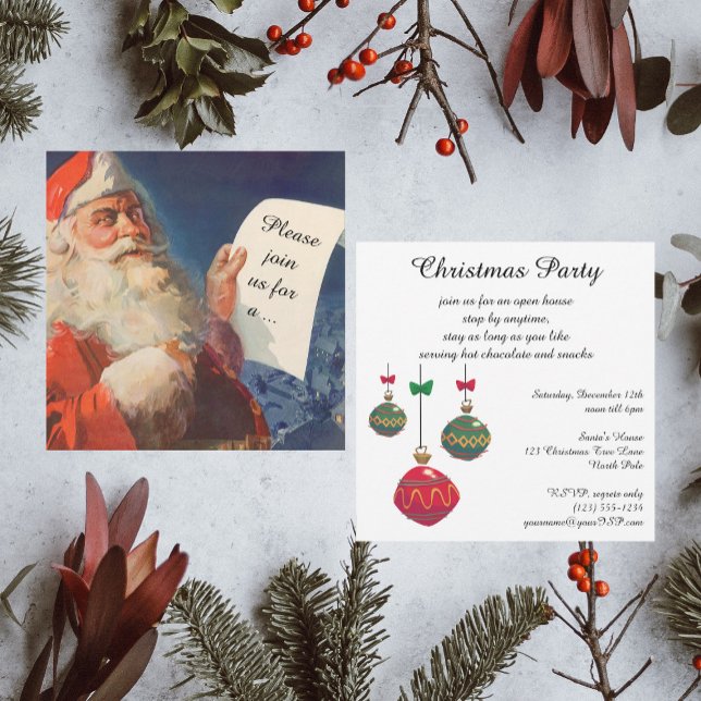 Vintage Noël, Retro Santa Claus Invitation (Créateur téléchargé)