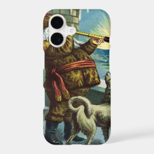 Vintage Noël Santa Claus Telescope Chien Sunset