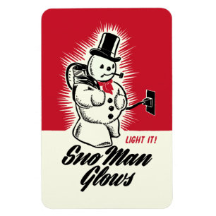 Vintage Noël Sno Man Glows Magnet