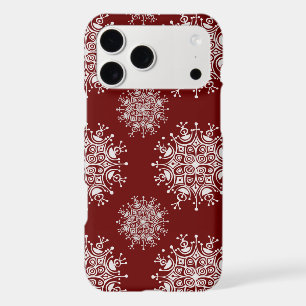 Vintage Noël Snowflakes Red Blizzard Motif