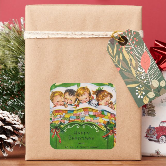 Vintage Noël Vacances enfants autocollant (vacances)