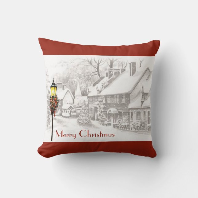 Vintage Noël Ville Coussin (Recto)
