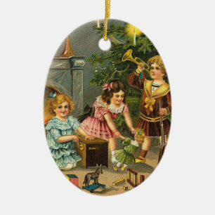Vintage Noël Voeux Arbre Ornement