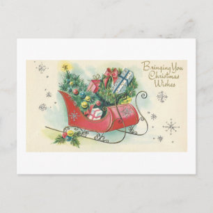 Vintage Noël "voeux de Noël" Carte à bascule