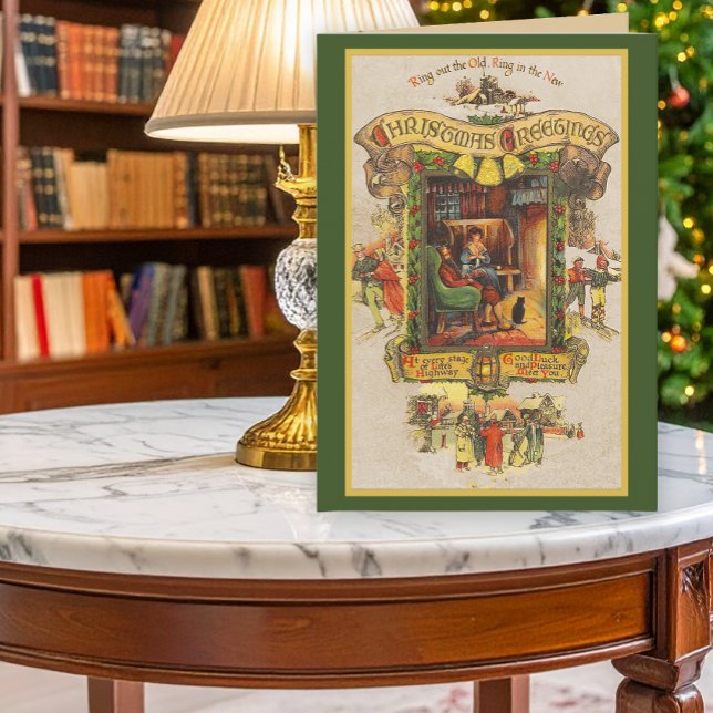 Vintage Noël Voeux Fold Carte (Créateur téléchargé)
