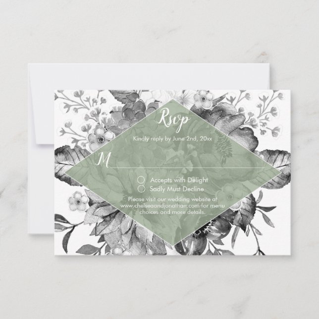 Vintage noir blanc Sage vert RSVP (Devant)