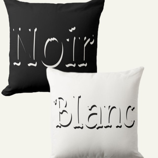Vintage Noir & Blanc Script black & white Throw Pillow (Creator Uploaded)