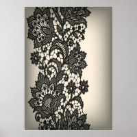 Vintage noir dentelle rose beige Paris Poster
