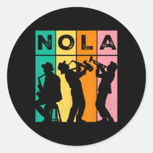 Vintage Nola New Orleans Mardi Gras Music Carnival Classic Round Sticker