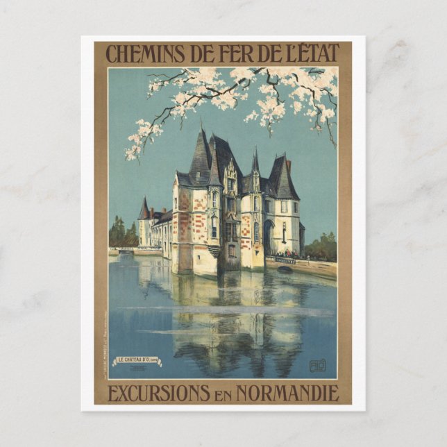 Vintage Normandie France Railways Postcard (Front)