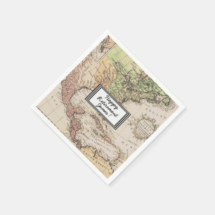 Vintage North America Map Personalized Retirement Napkin