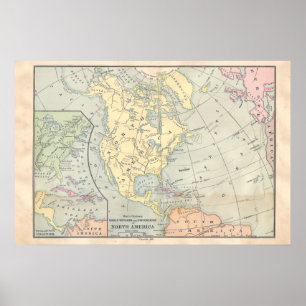Vintage North America Map Poster