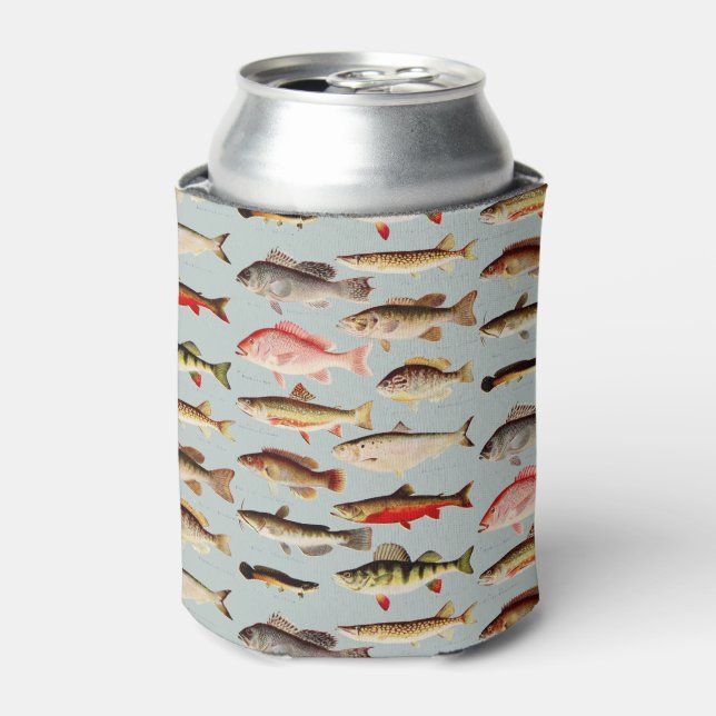 Vintage North American Fish Pattern Can Cooler (Can Front)