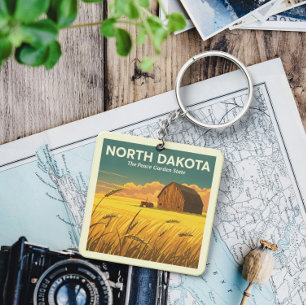 Vintage North Dakota Keychain