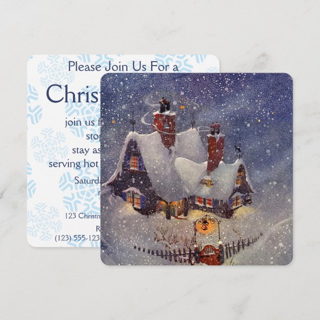 Vintage North Pole Christmas Party Invitation (Front/Back)