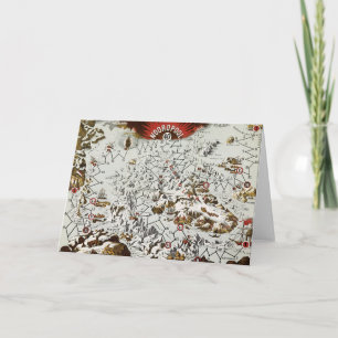 Vintage North Pole Old Antique Map World Card