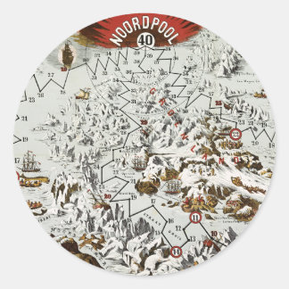 Vintage North Pole Old Antique Map World Classic Round Sticker