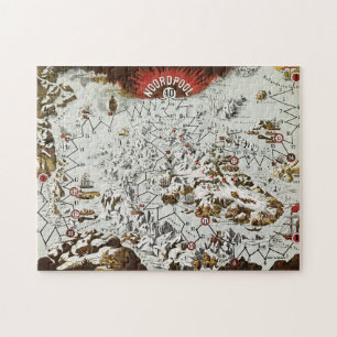 Vintage North Pole Old Antique Map World Jigsaw Puzzle