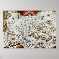 Vintage North Pole Old Antique Map World