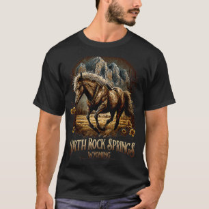 Vintage North Rock Springs Wyoming Mountains Horse T-Shirt