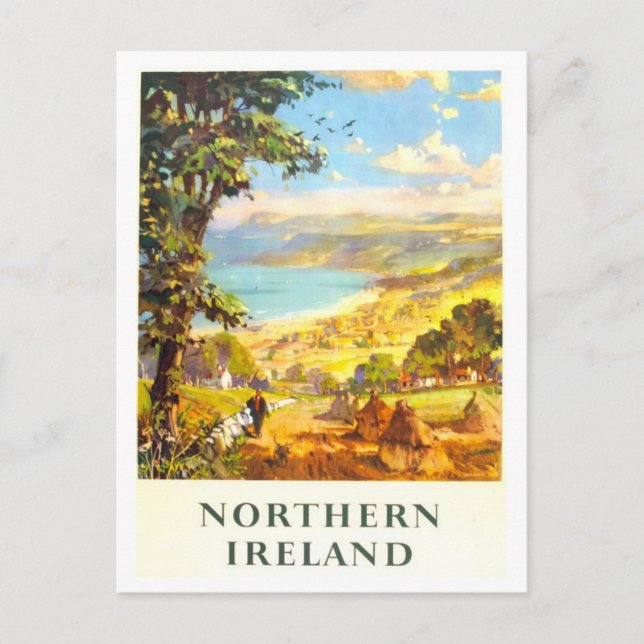 Vintage Northern Ireland Travel Poster Postcard (Front)