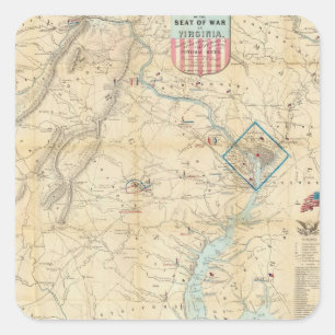 Vintage Northern Virginia Civil War Map (1862) Square Sticker