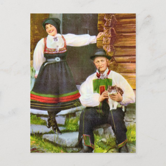 Vintage Norway, Norwegian traditional costume Postcard (Front)