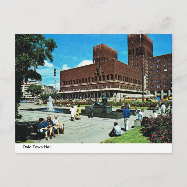 Vintage Norway,  Oslo Town Hall Postcard (Front)